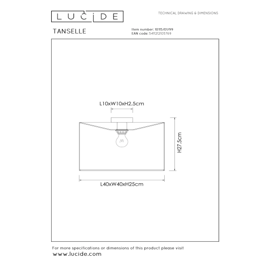 TANSELLE Plafon 1xE27 10115/01/99 Lucide - zdjęcie dodatkowe 3
